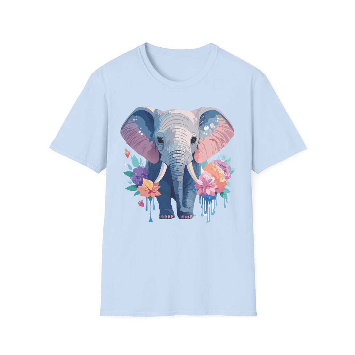 Watercolor Baby Elephant T-Shirt | Floral Safari Tee