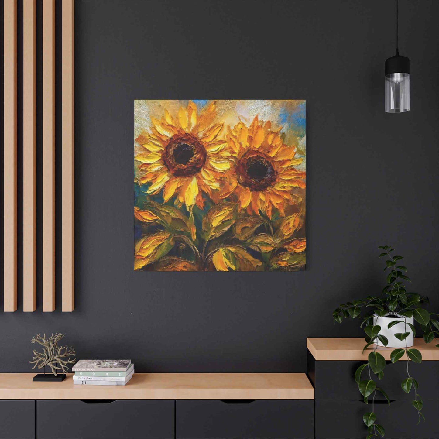 Sunflowers Print Canvas, Flowers Oil Paint Print 20x20, 24x24, 30x30, 32x32, 36x36, Floral Art Design Print Non-Frame MC-25