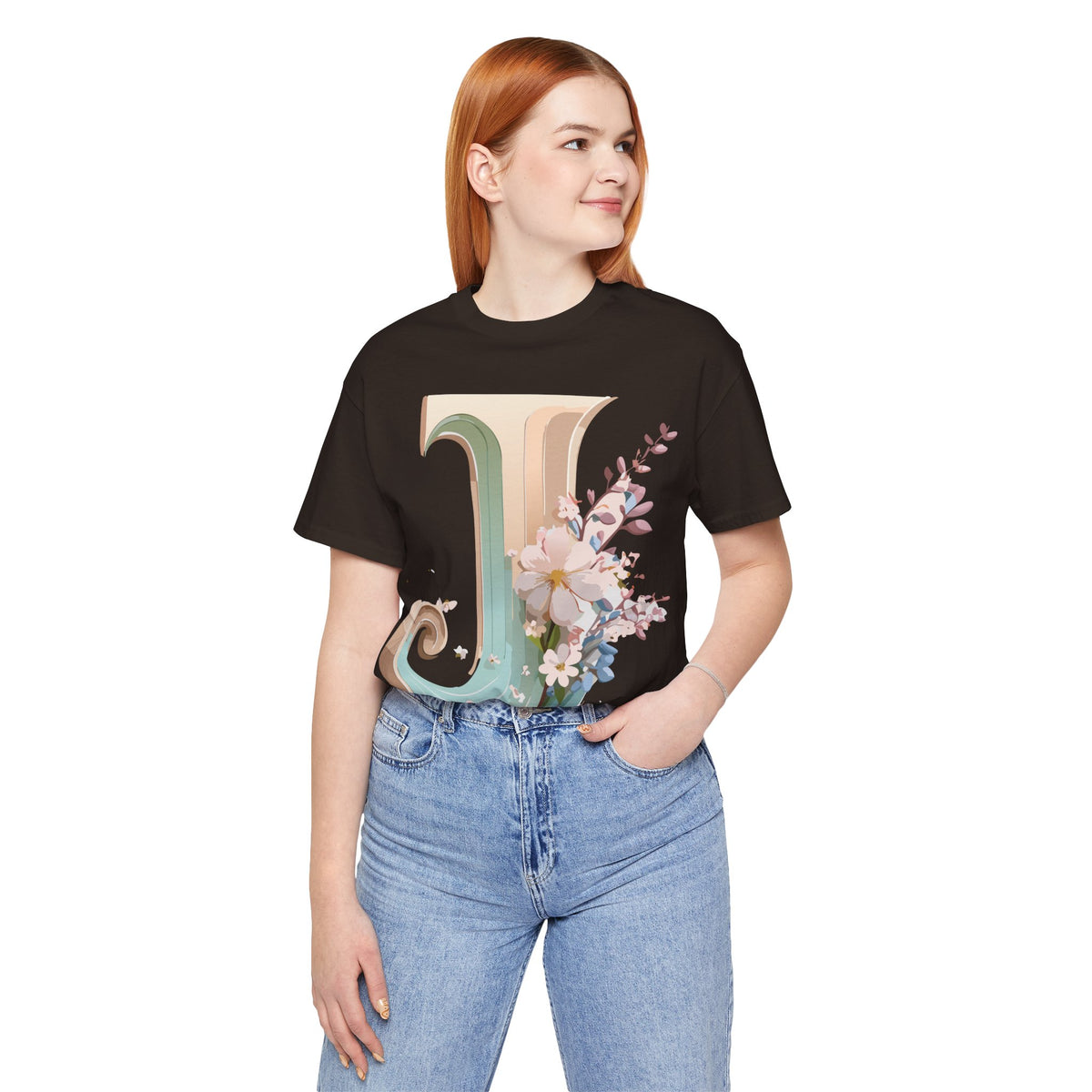 Letter J Graphic Unisex Cotton Bella+Canvas Tee with Art Letter Design