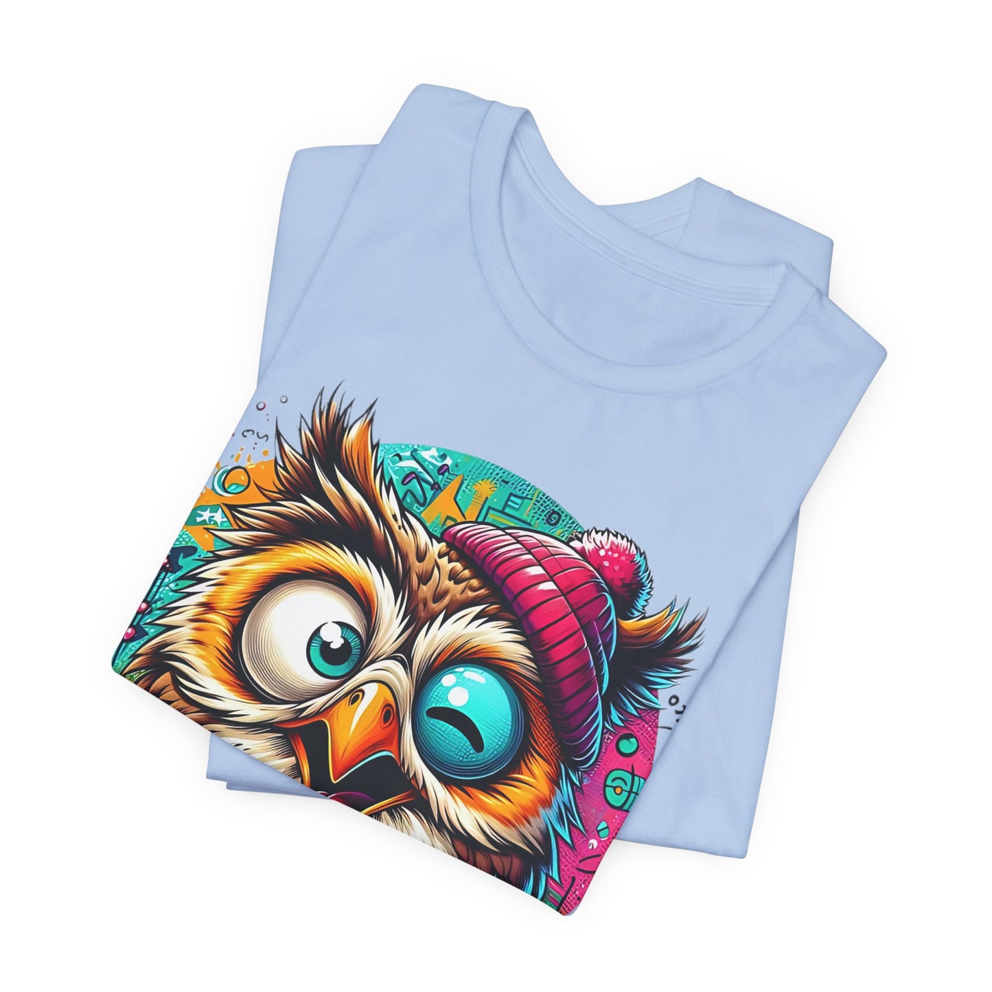 Colorful Owl Graphic Tee, Fun Owl Shirt, Funny Bird Shirt, Cute Cartoon Tees, Animal T-Shirt, Animal Tees, Art Design T-Shirt