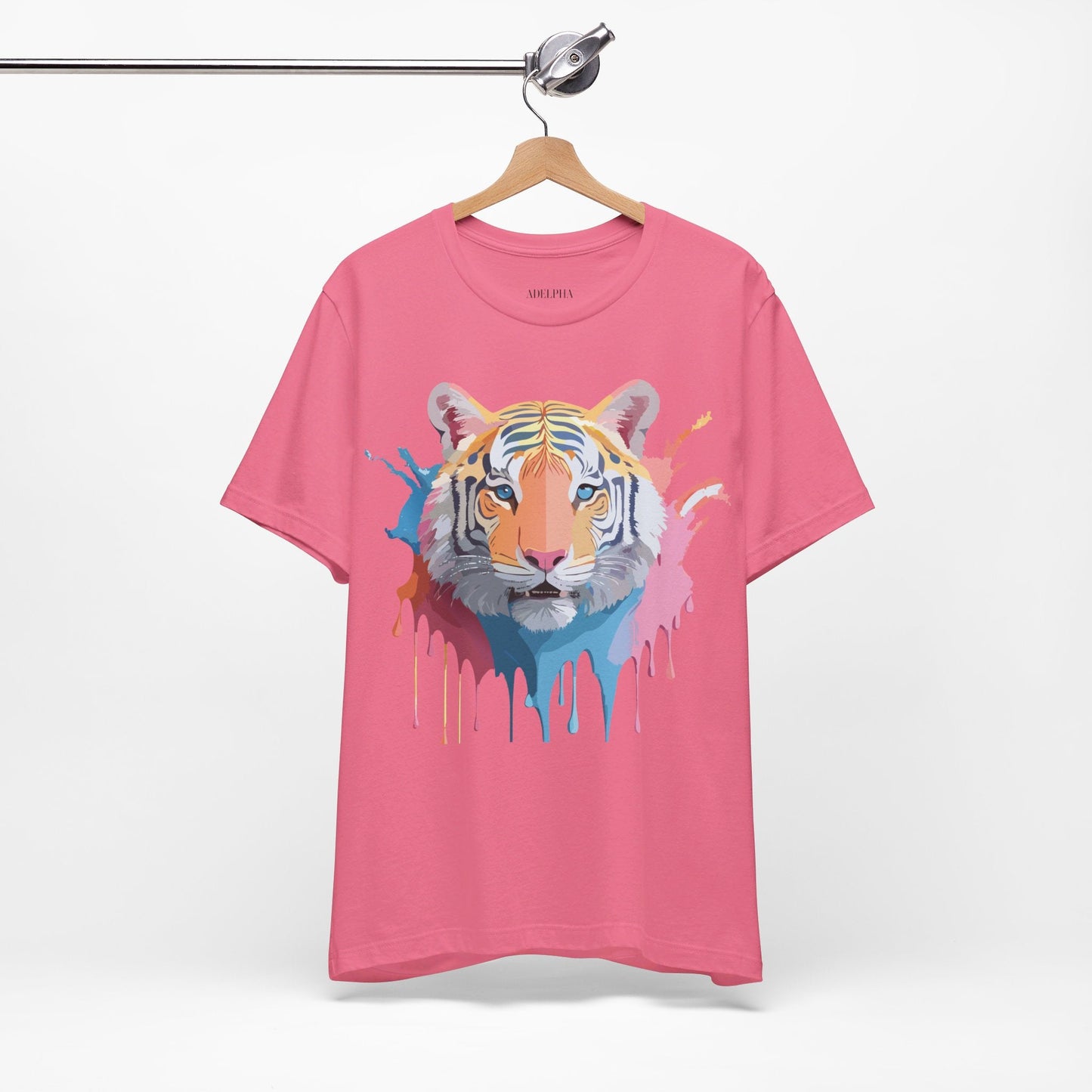 Tiger Graphic Tee Unisex Short Sleeve Shirt With Vintage Inspired Adelpha Artwork