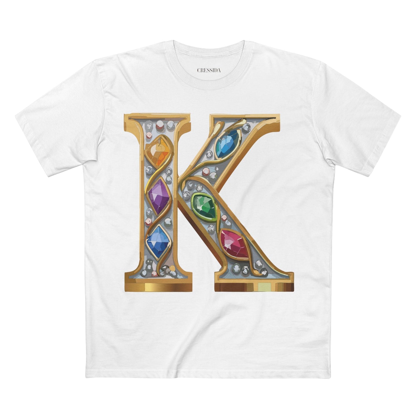 Letter K Graphic Design Tee Unisex 100 Cotton With Antique Gold Letters Artwork T-Shirt