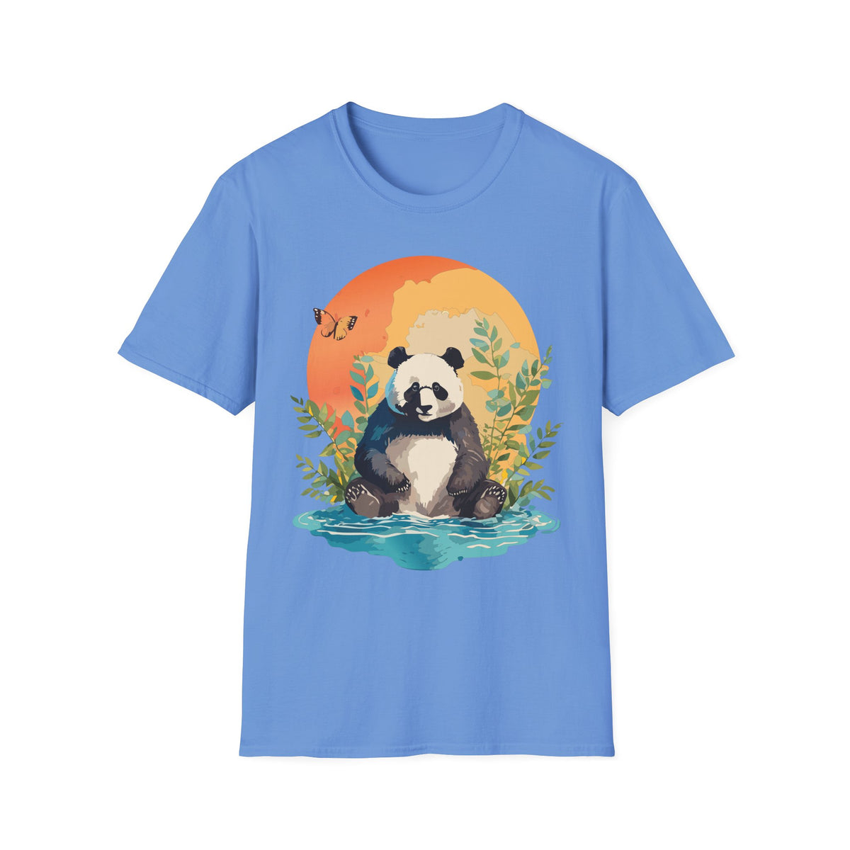 Panda Sunset Illustration T-Shirt | Cute Panda Nature Tee