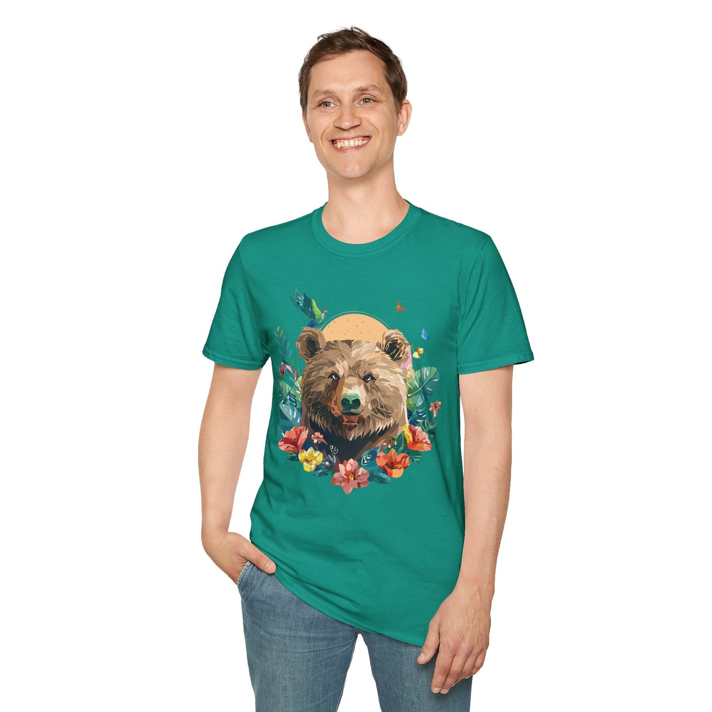 Bear T Shirt Unisex Graphic Tee Bear Lover Gift 100 Percent Ring Spun Cotton Softstyle 64000 Gildan