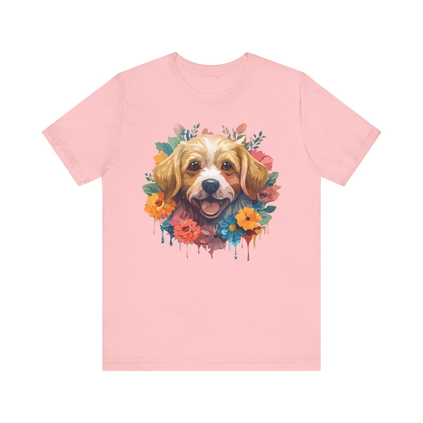 Floral Dog Tee, Animal Shirt, Dog Shirt, Floral Tee, Flower T-shirt, T-Shirt with Animal, Summer Top with Art Design