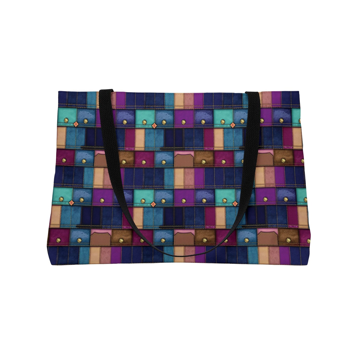 Denim Print Yoga Bag High-Quality 100% Spun Polyester 24x13 Canvas Gym Bag 35