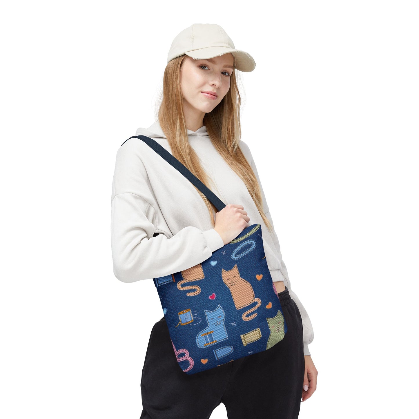 Love Day Graphic Design Denim Fabric Imitation Print Unisex Canvas Bag POLY 3 Sizes Tote Bag 201-19