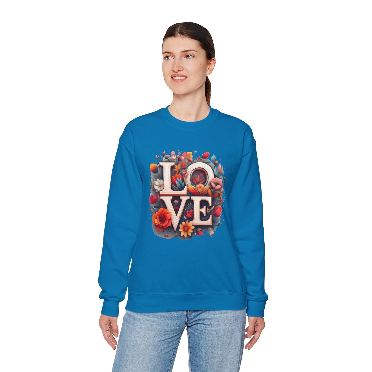 Floral Love Valentines Day Sweatshirt Unisex Crewneck Love Flower Gift Idea Cozy Everyday Wear