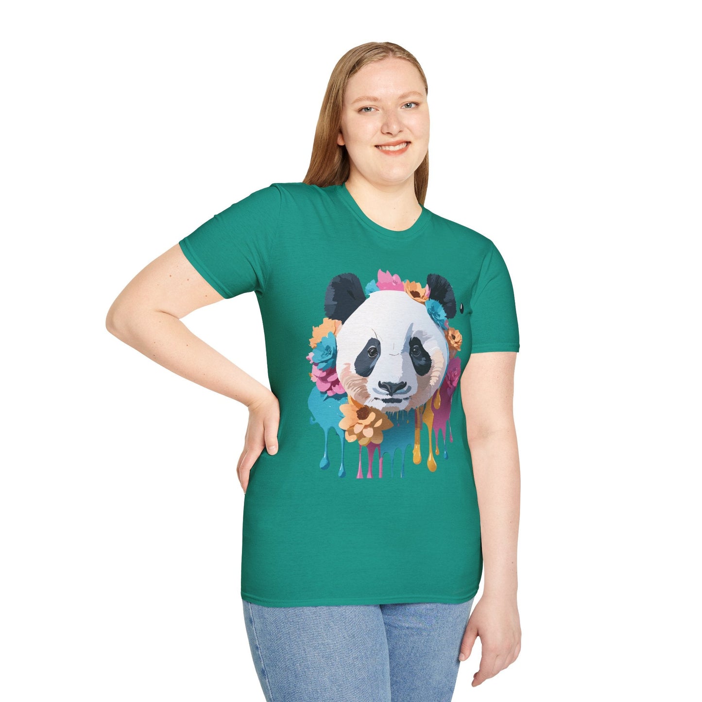 Unisex Panda Shirt Softstyle Cotton Tee For Everyday Wear With Cute Animal Print