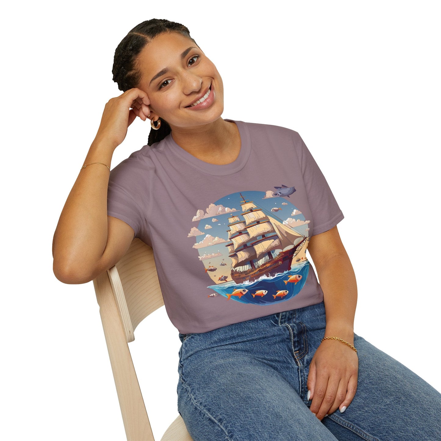 Nautical Ship Frigate Vessel T Shirt Unisex Premium Softstyle Cotton Tee Gildan 64000