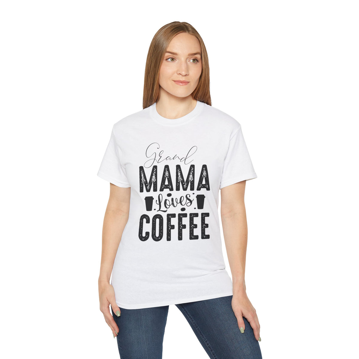 Mama Loves Coffee T-Shirt | Vintage Script Coffee Mom Tee
