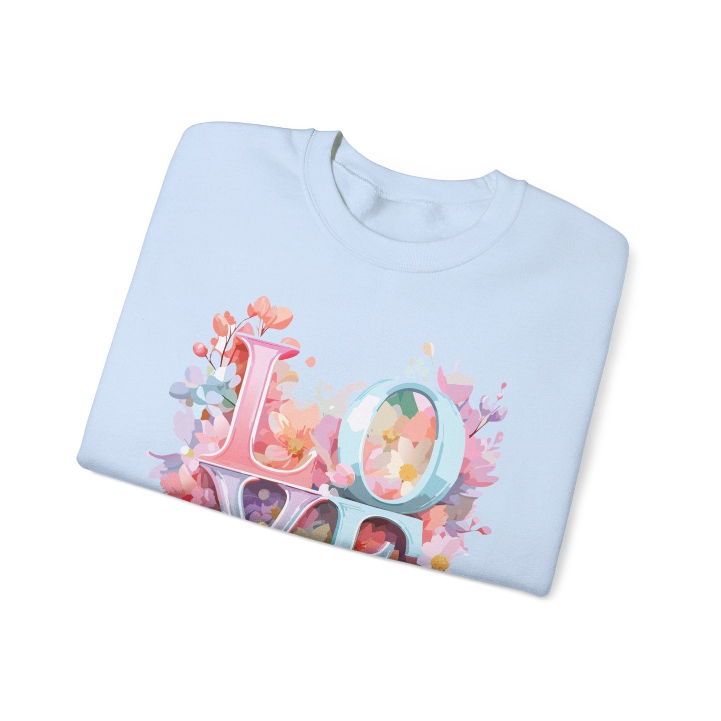 Floral Love Sweatshirt Unisex Valentines Day Crewneck Gildan 18000 50 Cotton 50 Polyester
