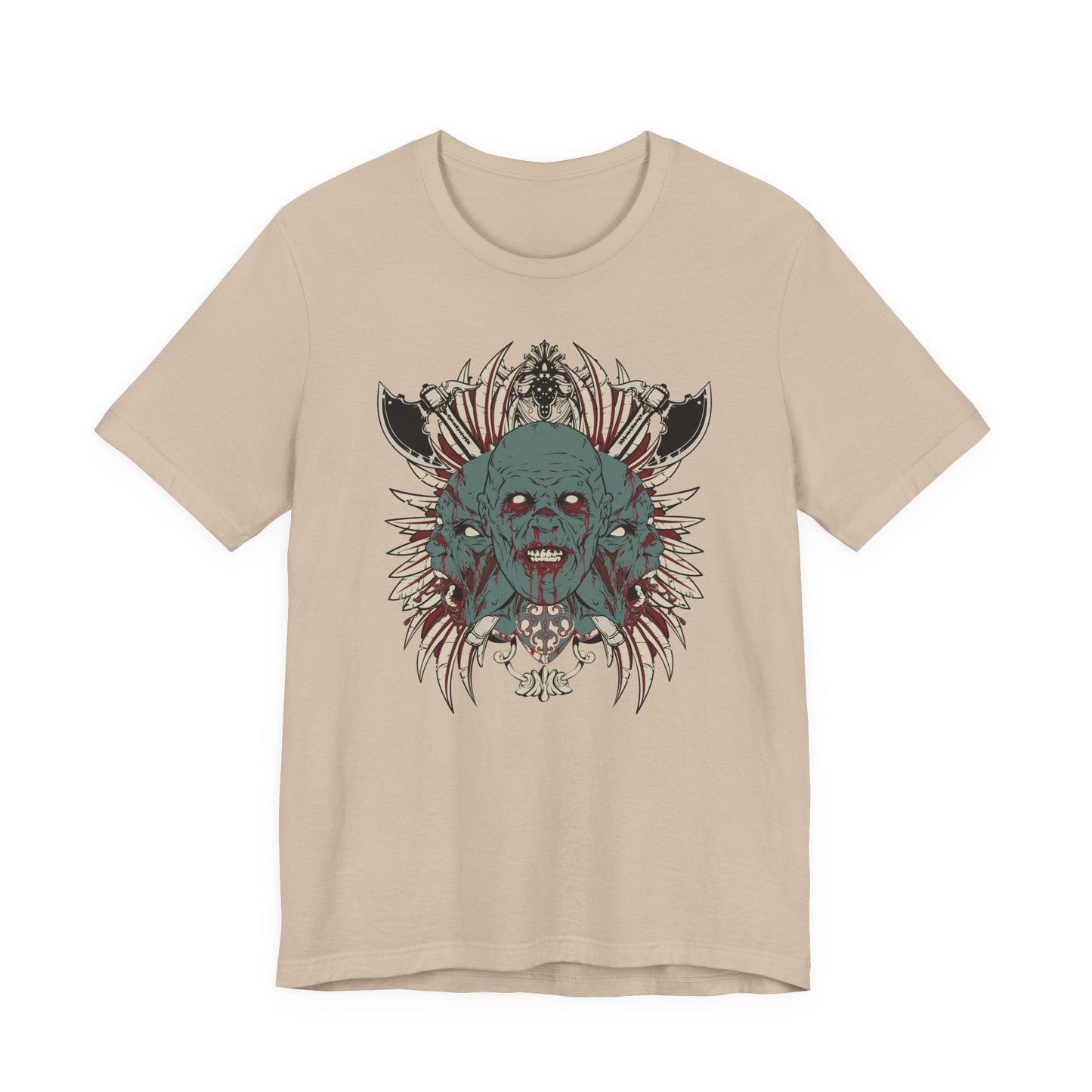 Zombie Skull Mandala T-Shirt Horror Graphic Tee, Gothic Skull Art-54-2