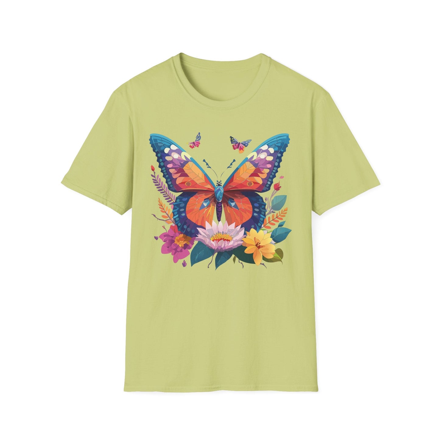 Butterfly Print Unisex T Shirt Softstyle 64000 Monarch Butterfly Themed Tee Ring Spun Cotton