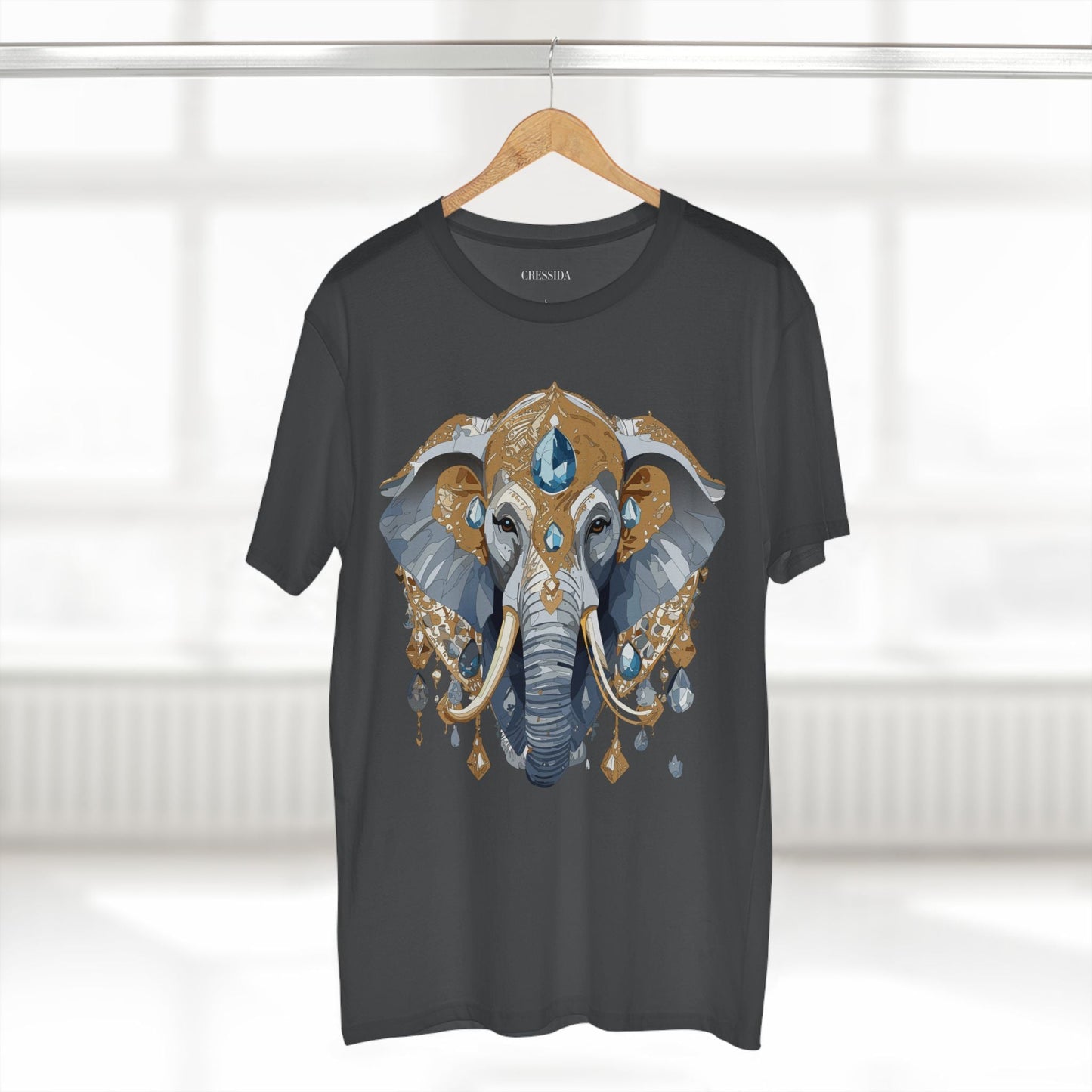 Elephant Graphic Unisex 100 Cotton Tee With Unique Animal Golden Medallion Art Design 36