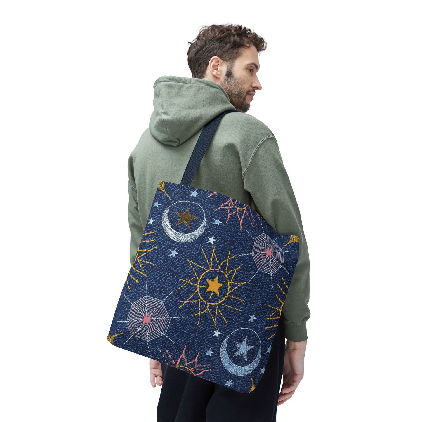 Denim Fabric Imitation Print Unisex Canvas Bag Poly Spun 3 Sizes Tote Bag 183-7