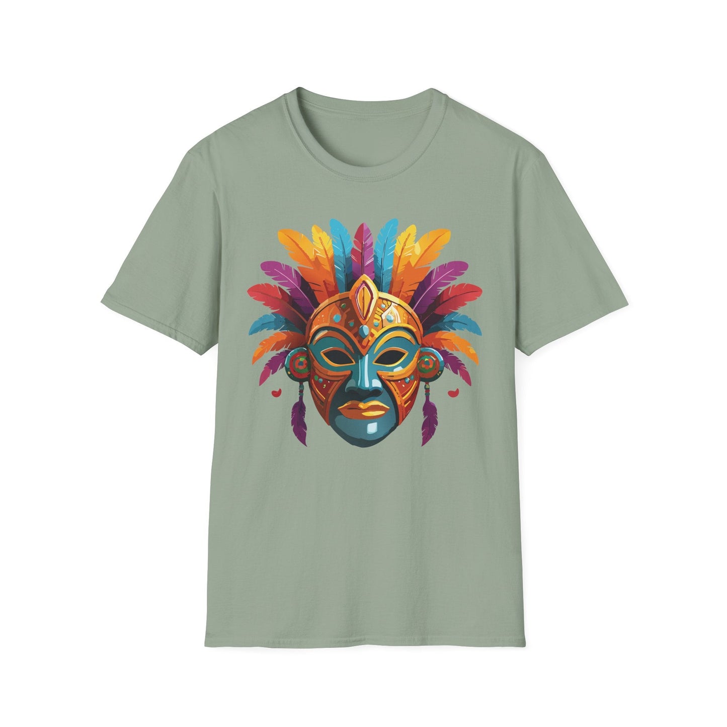 Unisex Gildan Mask T Shirt Softstyle 64000 With Art Design Lightweight Cotton Tee