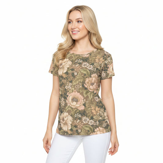 Women Poly T-Shirt with Floral Print