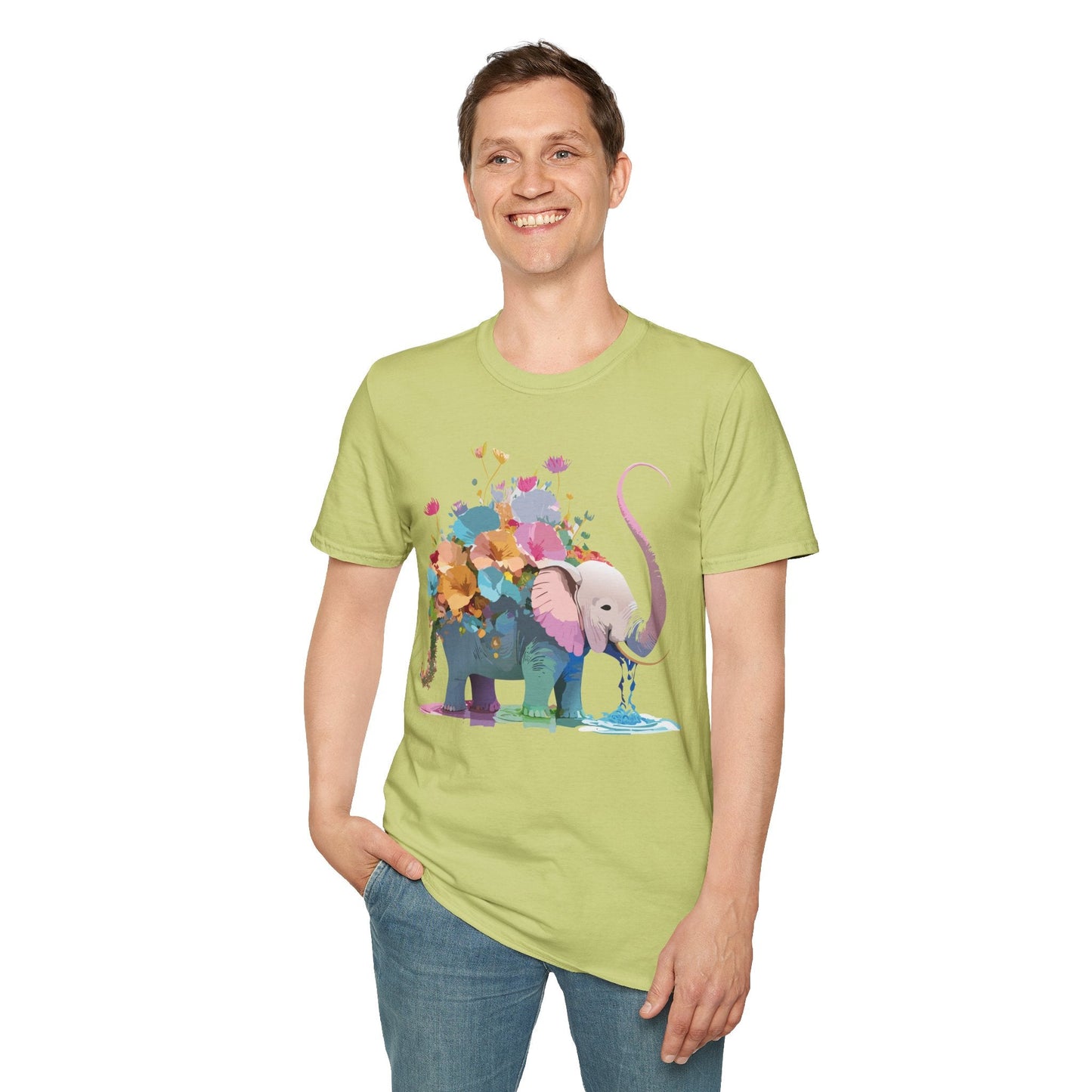 Elephant T Shirt Unisex Softstyle Cotton Tee With Animated Elephant Design Premium Comfort