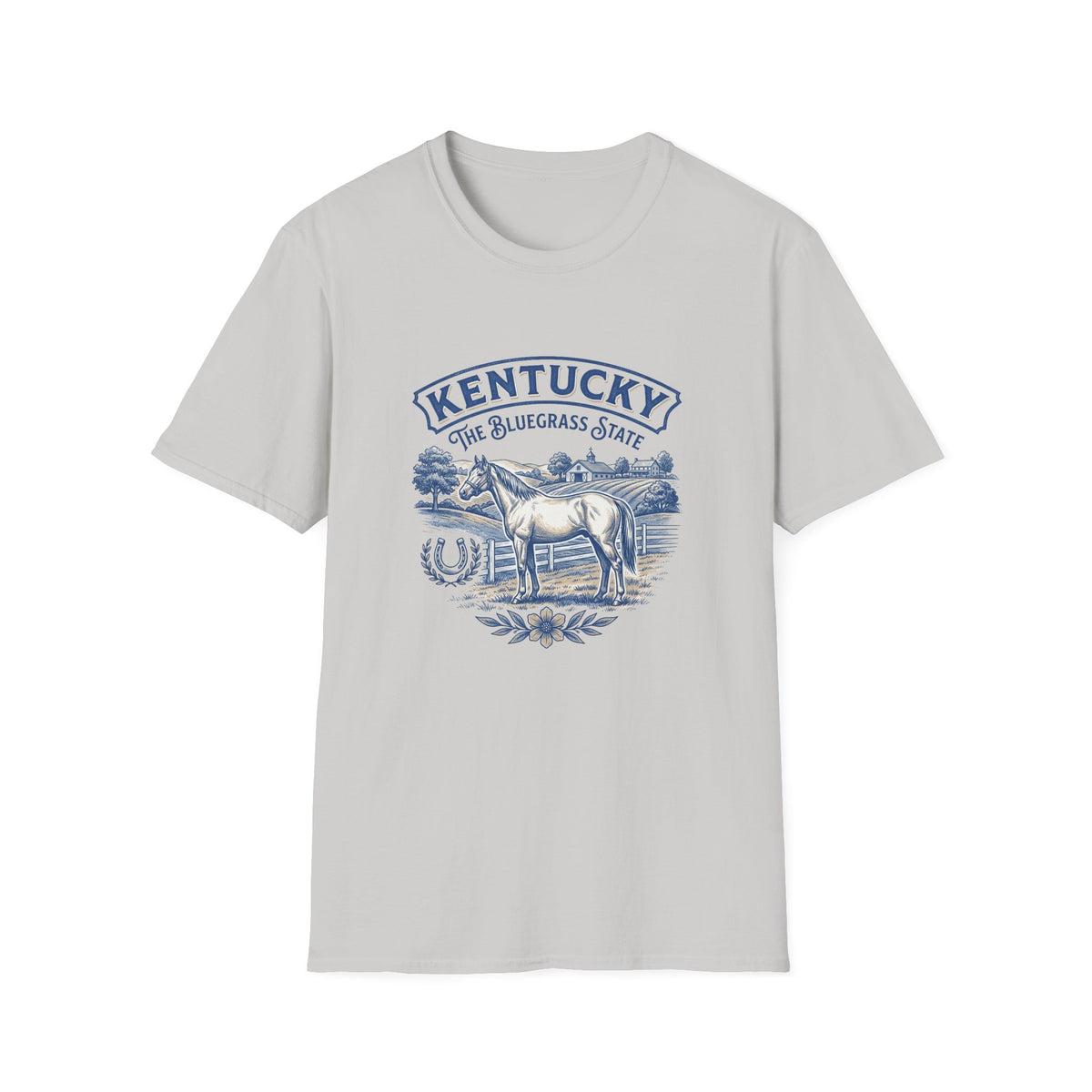 Kentucky Horse & Bluegrass State Travel Tourist Graphic Design Unisex 100 Cotton Gildan T-Shirt