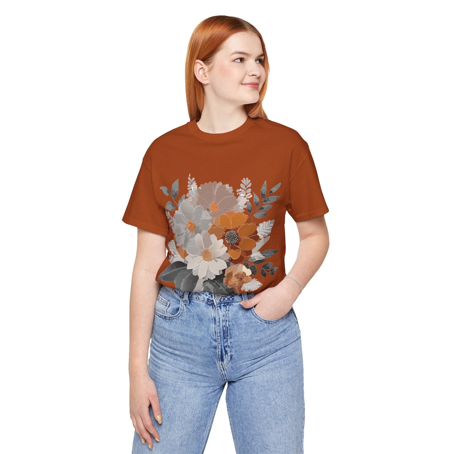 Flowers Shirt Floral Shirt Unisex Tee Lightweight Jersey Short Sleeve Floral Print Free Shipping