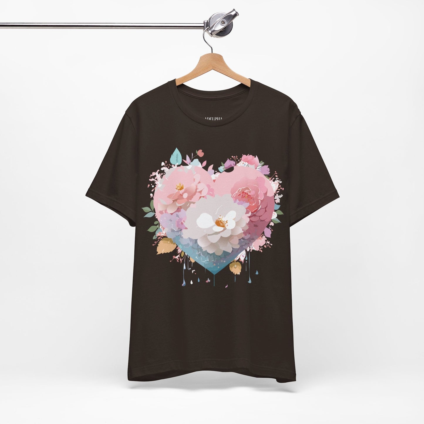 Valentine Day Graphic Unisex 100 Cotton Vintage Artwork with Love and Flower Design Tee 34