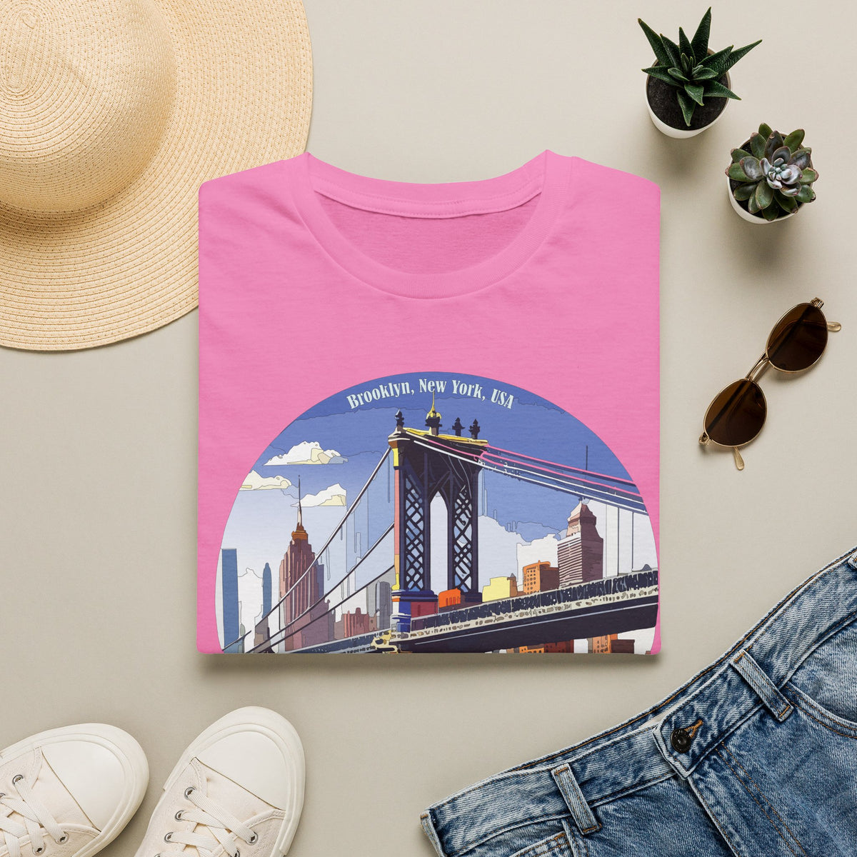 Brooklyn Bridge Illustration T-Shirt | New York City Skyline