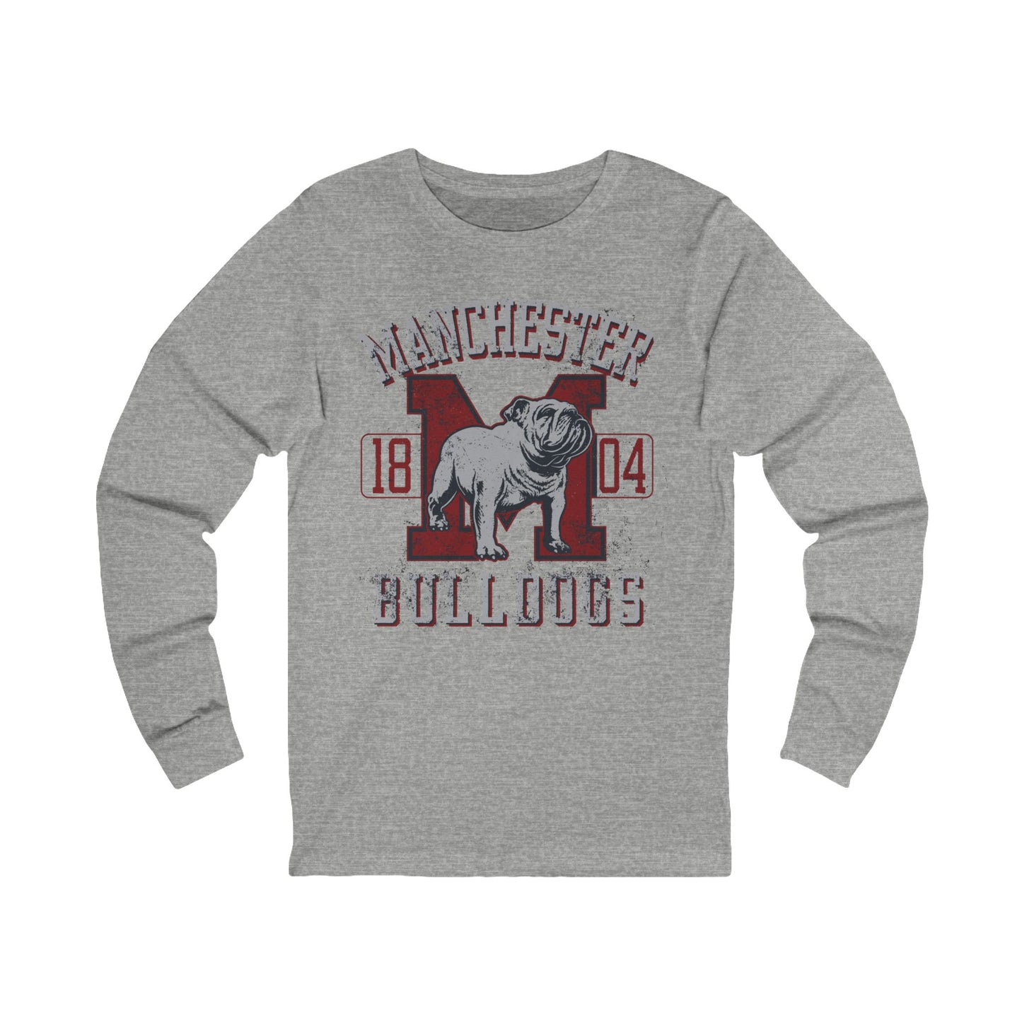 Varan7 Unisex Bulldogs Logo Long Sleeve Tee, Sports Logo Jersey Shirt, Sports Bulldogs T-Shirts with Long Sleeves