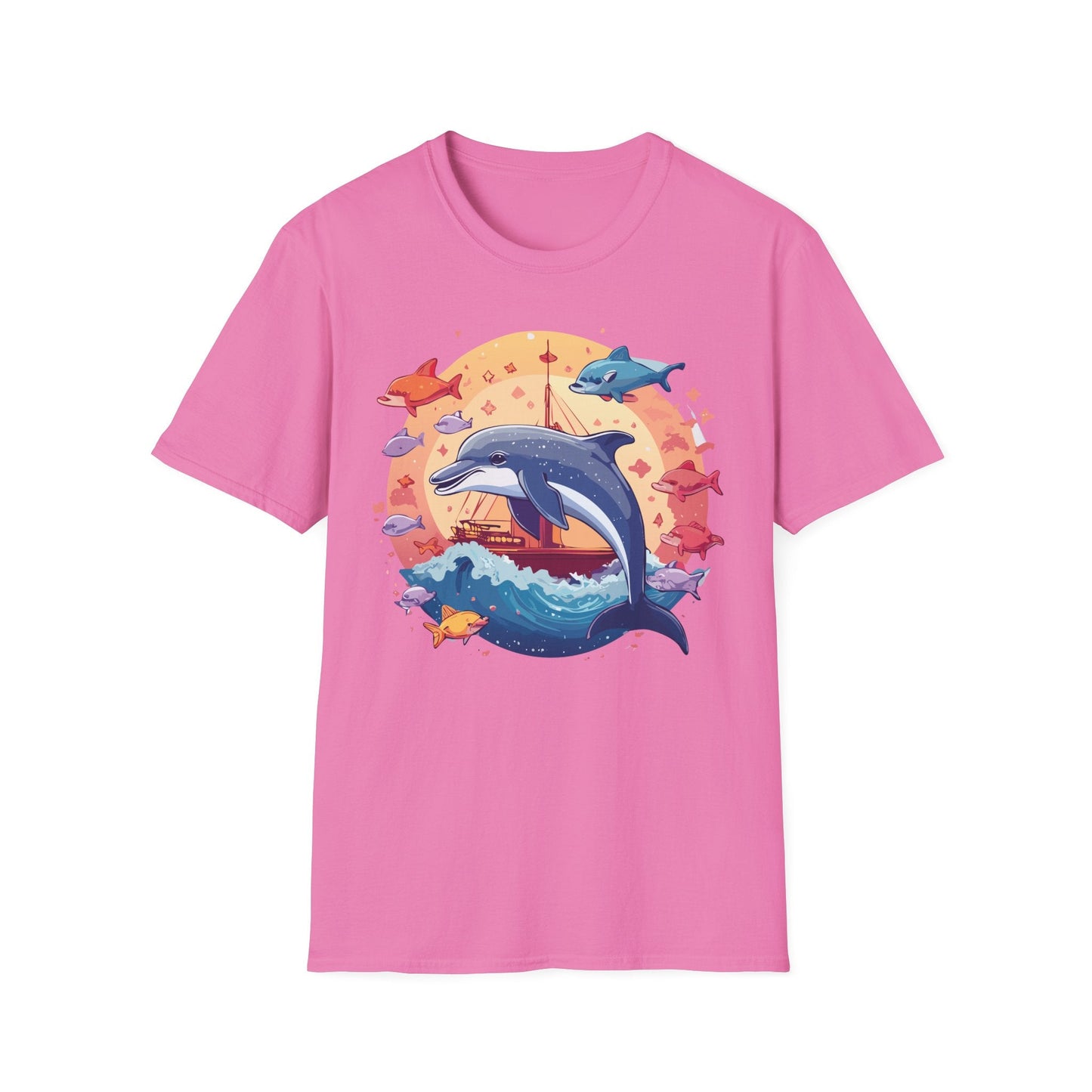 Dolphin Shirt Unisex Softstyle Cotton Tee 100 Percent Ring Spun Lightweight Breathable