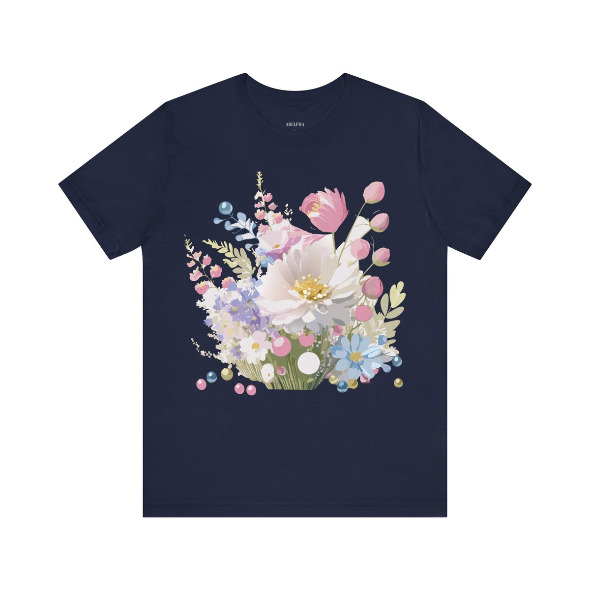Floral Graphic Unisex Cotton Bella+Canvas Tee with Flowers Art Design n121