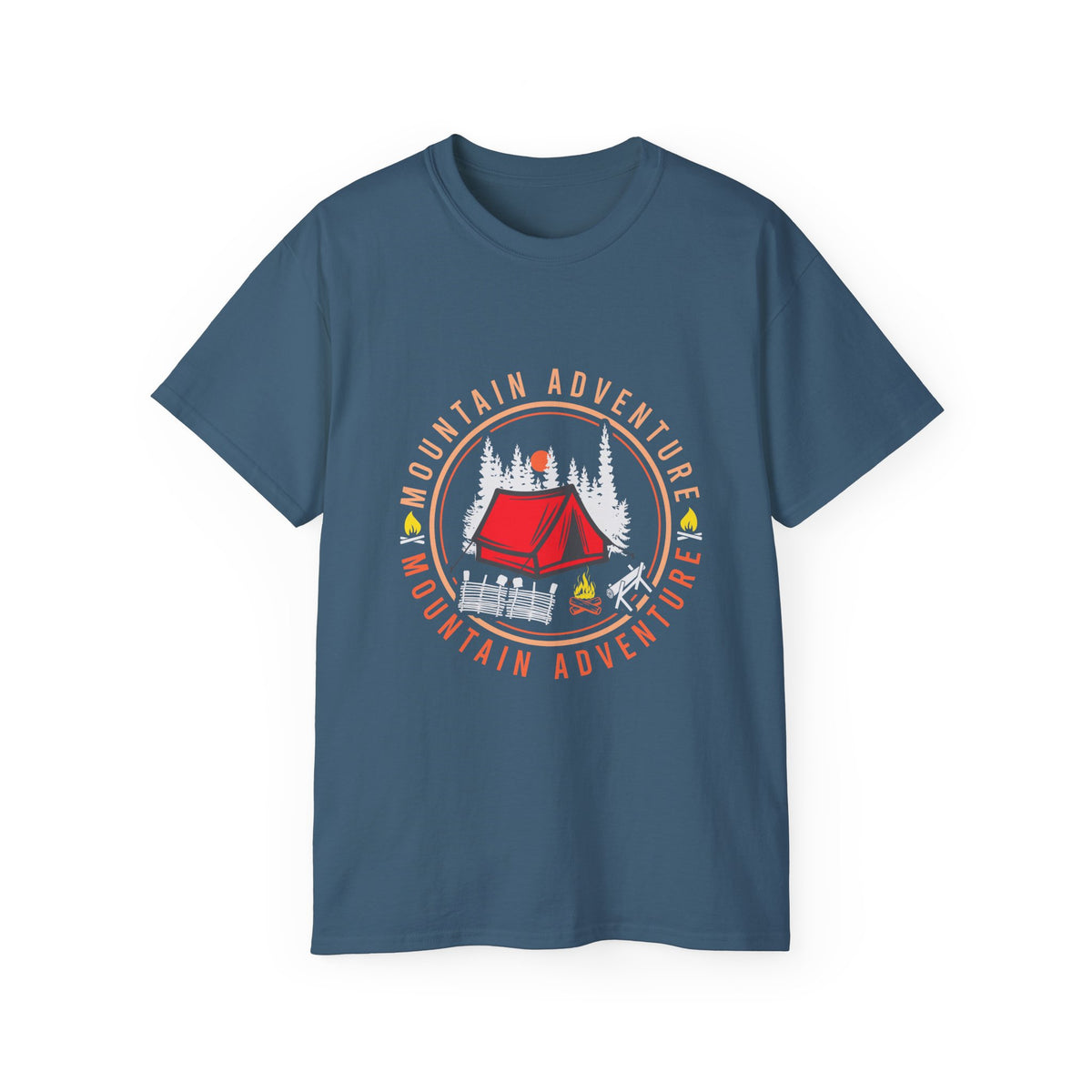 Mountain Adventure Tent Campfire T-Shirt | Camping Graphic Tee