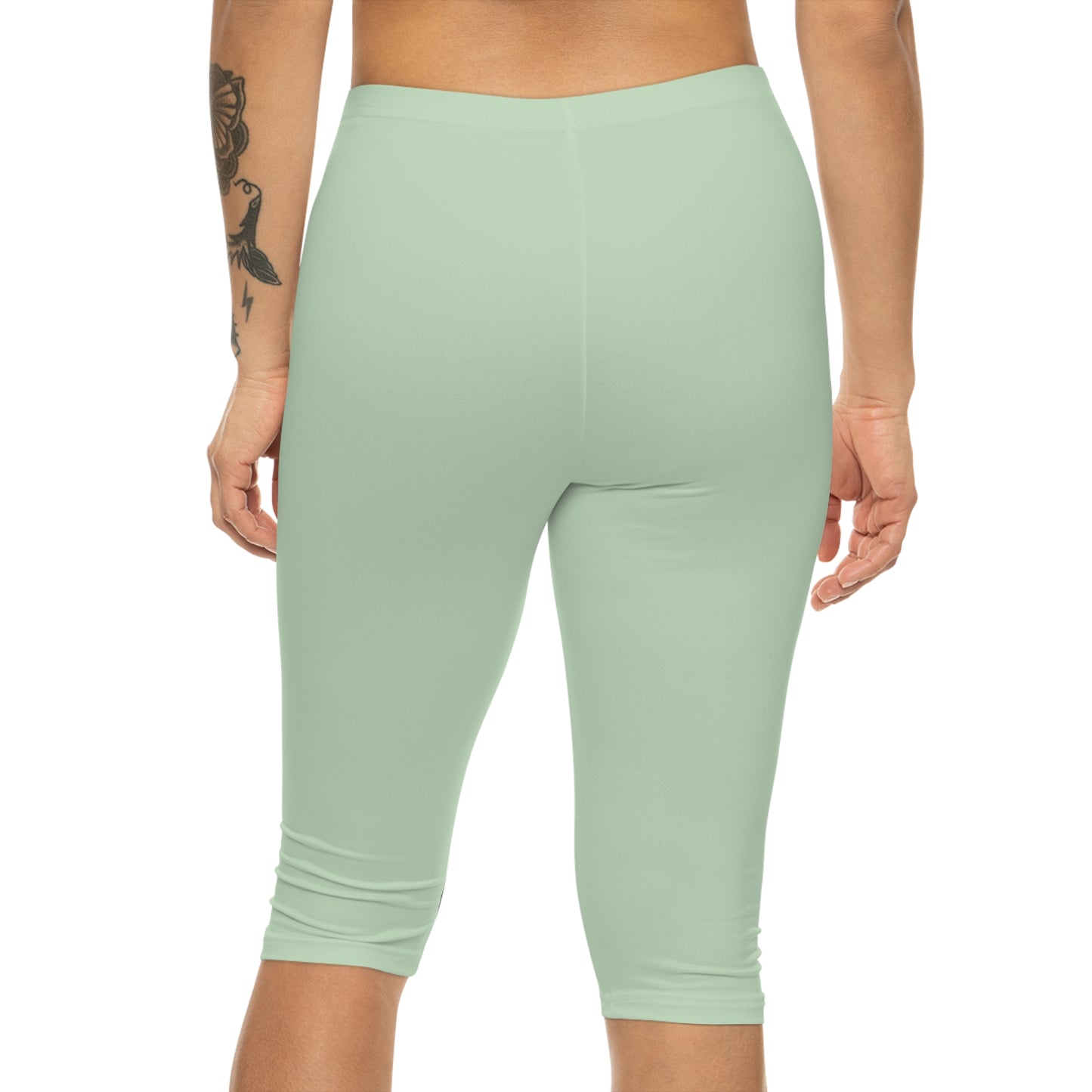 Light Green Mist Color Women's Brushed Suede Poly Span Casual Capri Leggings XS-2XL