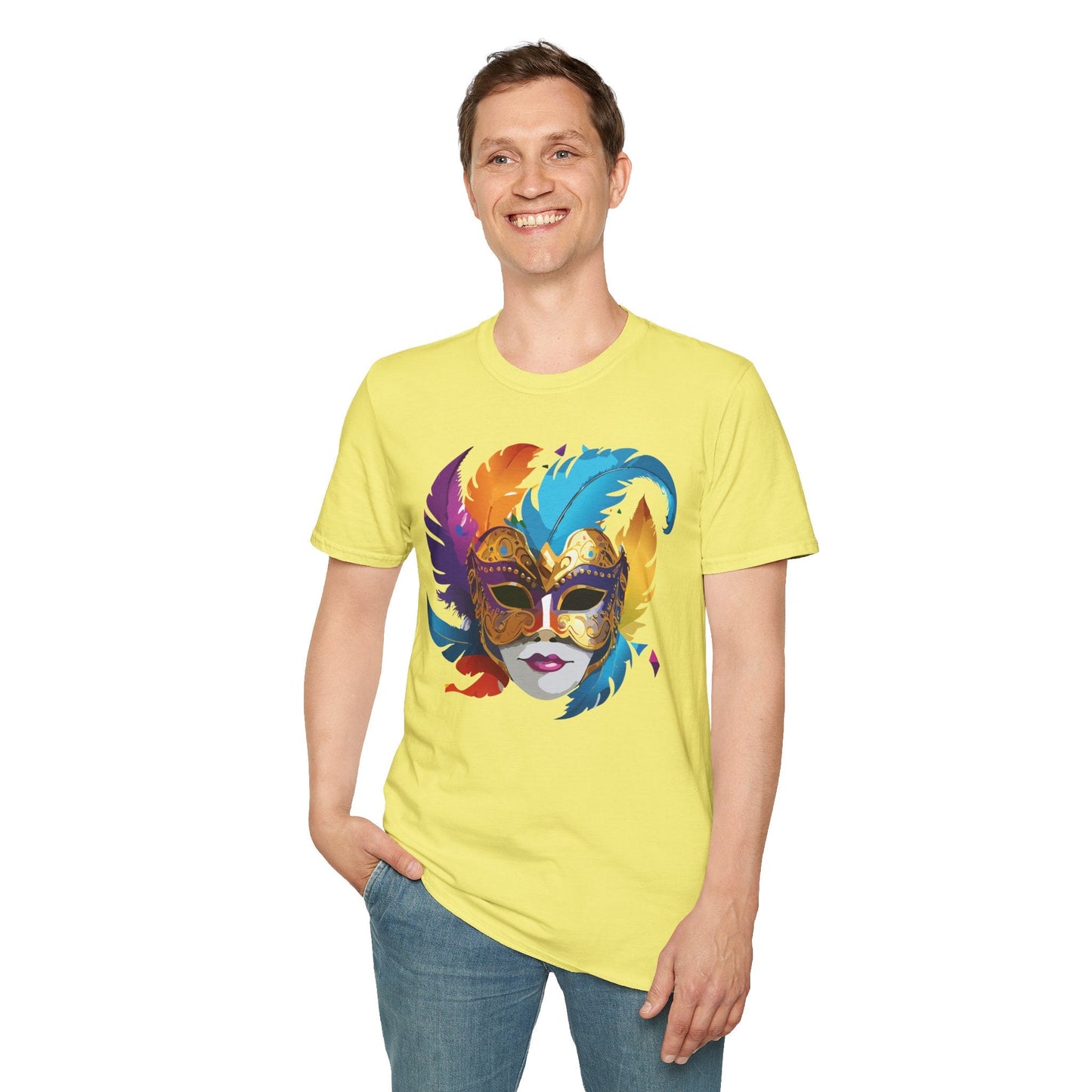 Mask Tee Shirt Unisex Short Sleeve Cotton Tee Art Design Masquerade Gildan Softstyle 64000