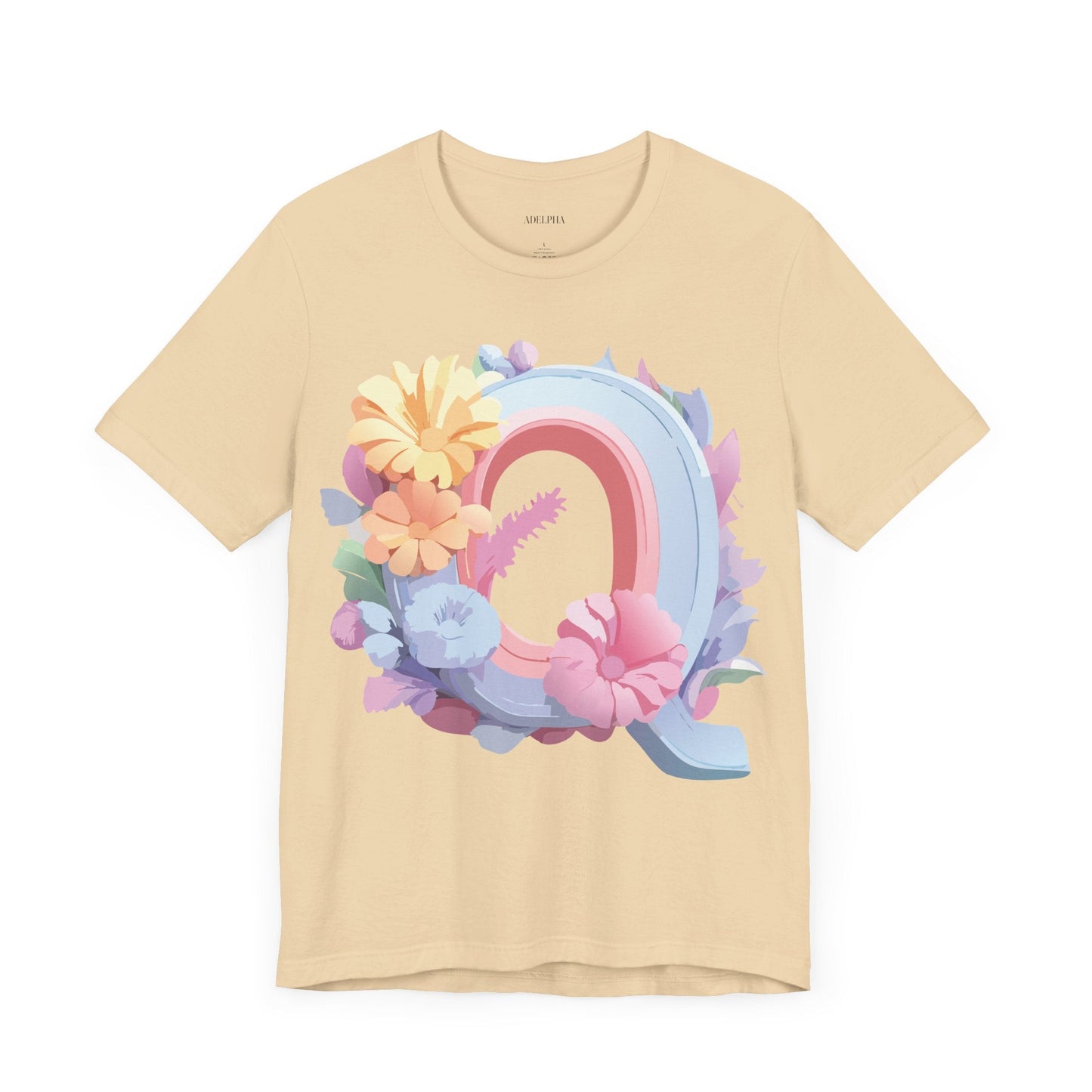 Unisex Letter Q Graphic Tee By Adelpha Vintage Inspired Art Design Short Sleeve Shirt