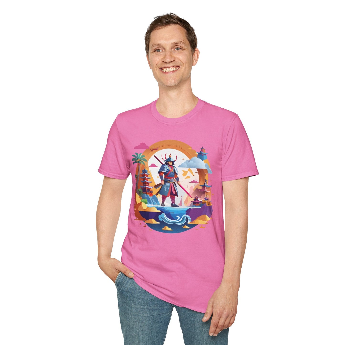 Samurai T Shirt Unisex Gildan Softstyle 64000 100 Percent Ring Spun Cotton Lightweight Tee