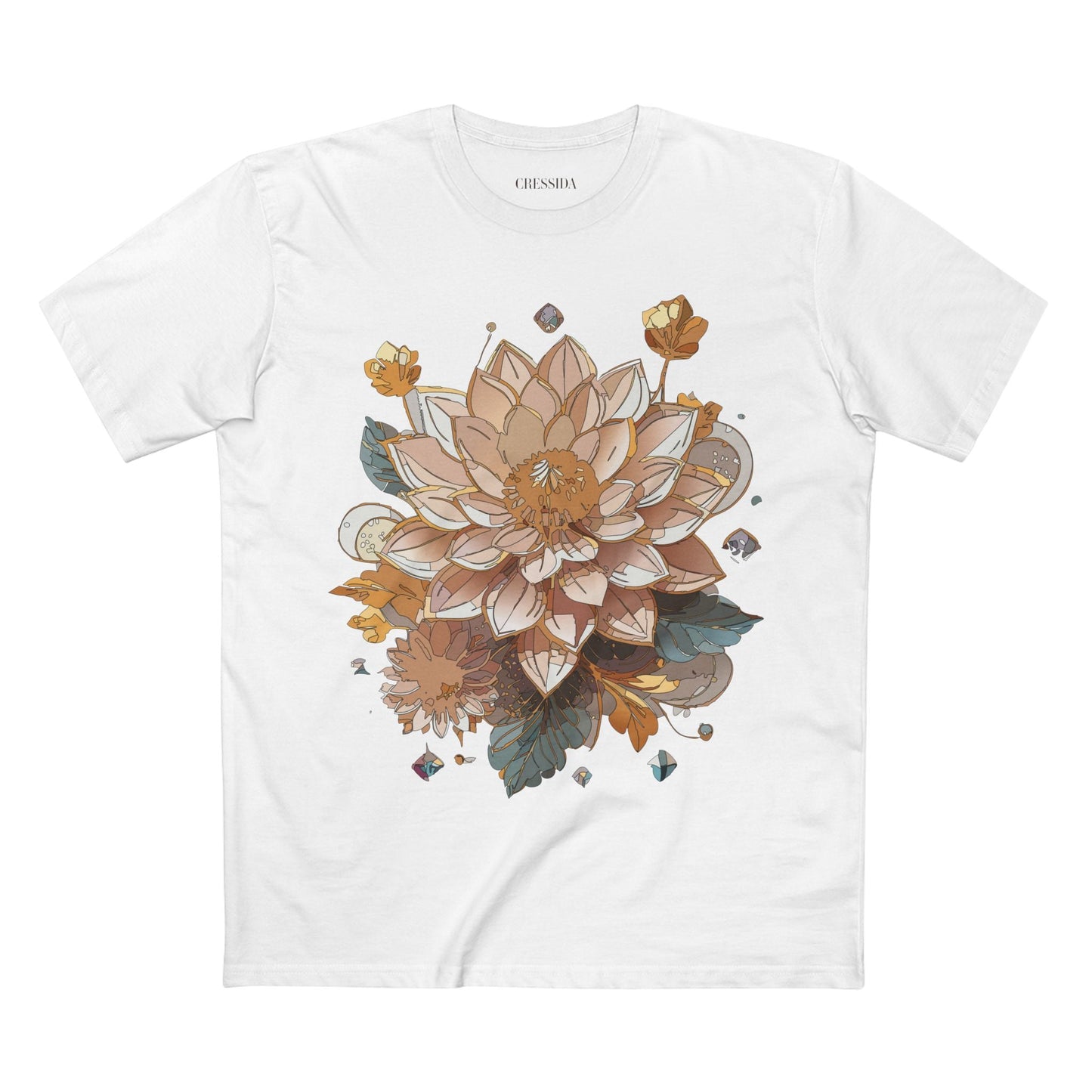 Floral Graphic T-Shirt Unisex 100 Cotton Art Design with Antique Flowers Tee 9
