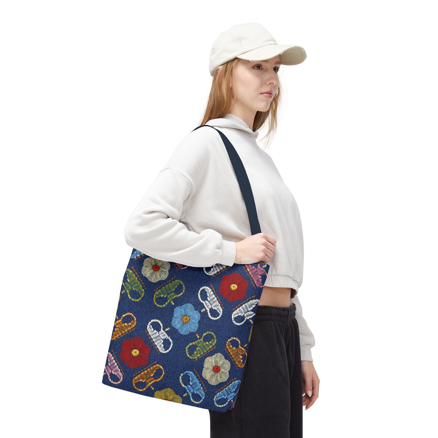 Denim Fabric Imitation Print Unisex Canvas Bag Poly Spun 3 Sizes Tote Bag 154
