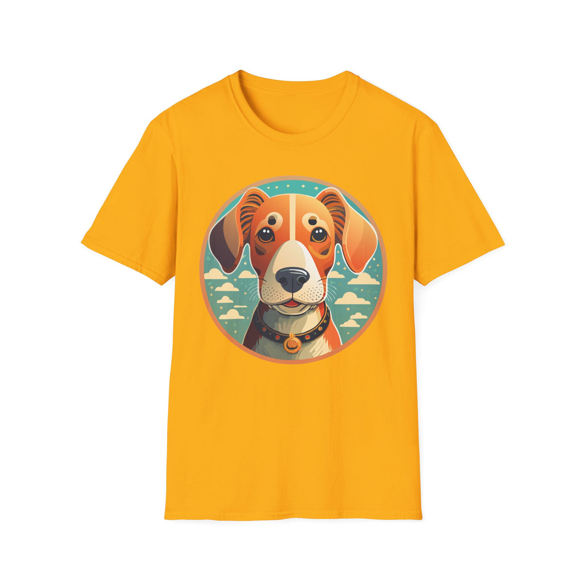 Beagle Portrait T-Shirt | Cute Dog Face Illustration, Retro Circle Pet Tee