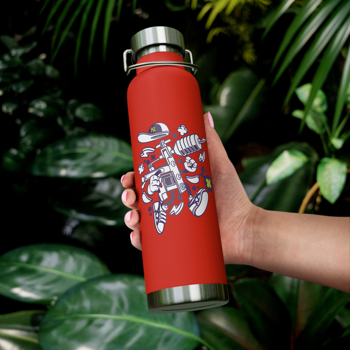 22oz Copper Insulated Water Bottle with Cartoon Design - CV36