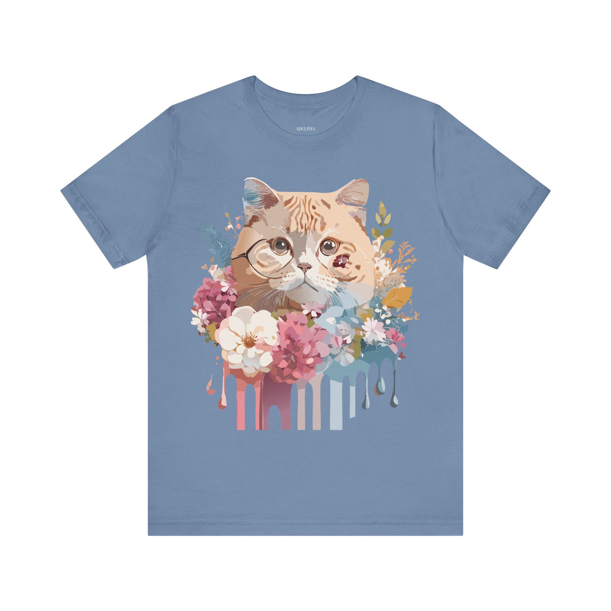 Cat Graphic Unisex Cotton Bella+Canvas Tee with Art Animal Design e103