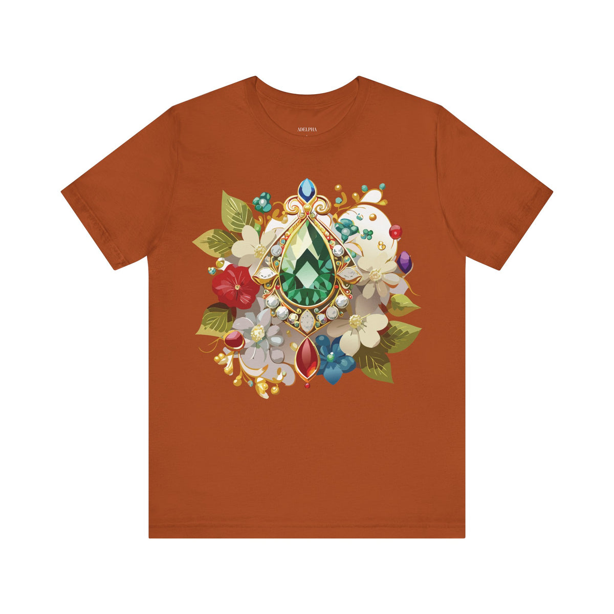 Jewelry Graphic Unisex Cotton Bella+Canvas Tee with Gemstones Art Design m45