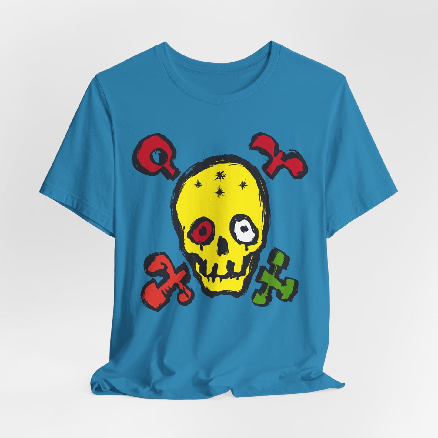 Yellow Skull Graphic Design Tee, Skull Shirt, Vintage Tees, Art Design T-Shirt, Vintage Graphic Tee, Art Shirts with Skulls