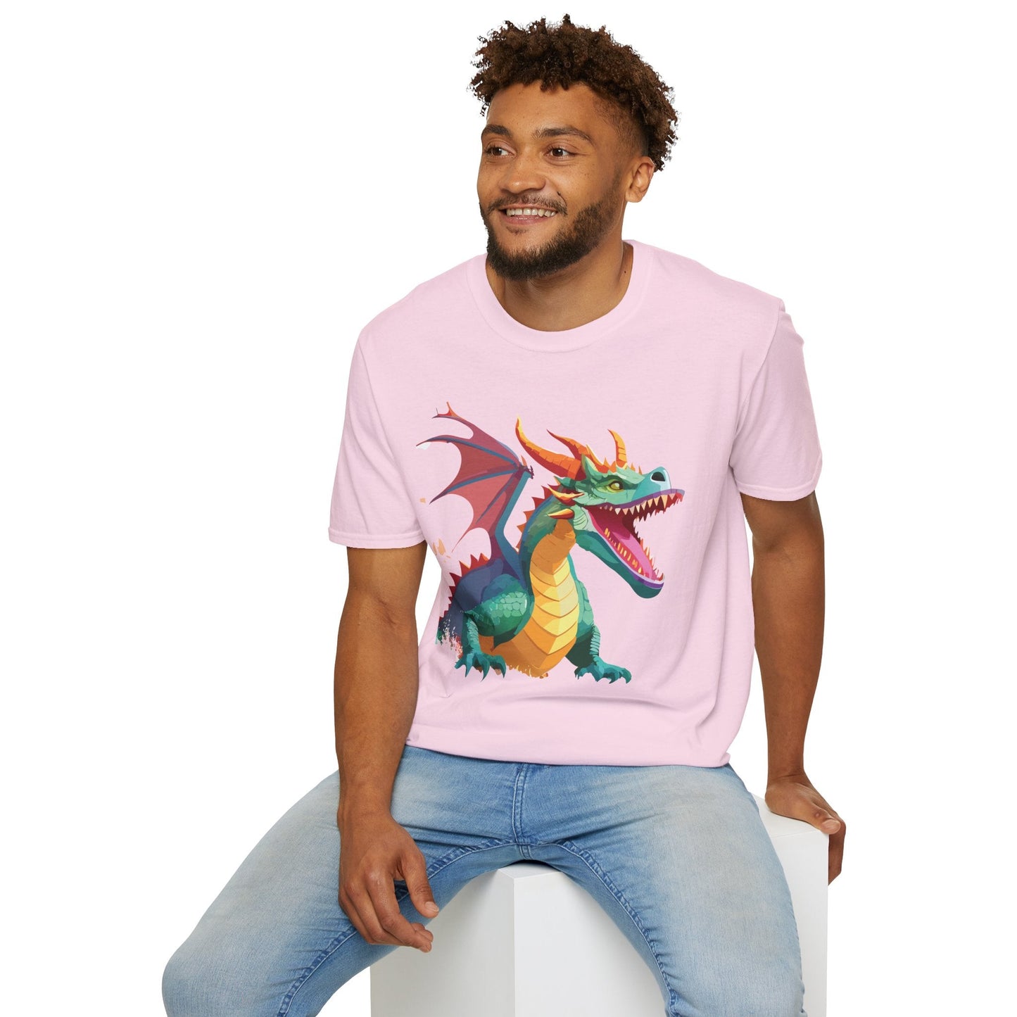 Dragon Graphic Unisex Cotton Softstyle Art Design Tee With Animals 14