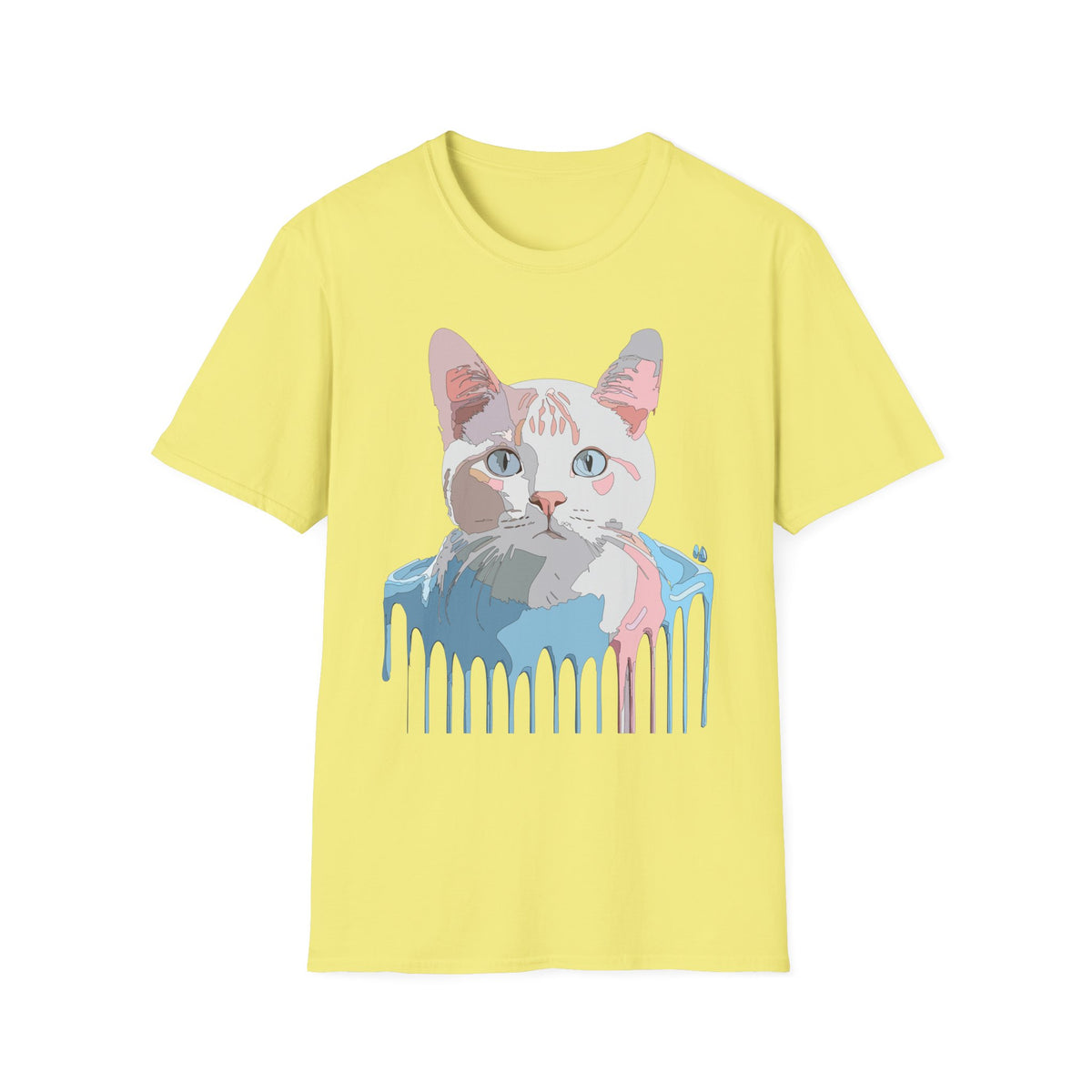 Pastel Cat Portrait T-Shirt | Watercolor Kitty Face Tee