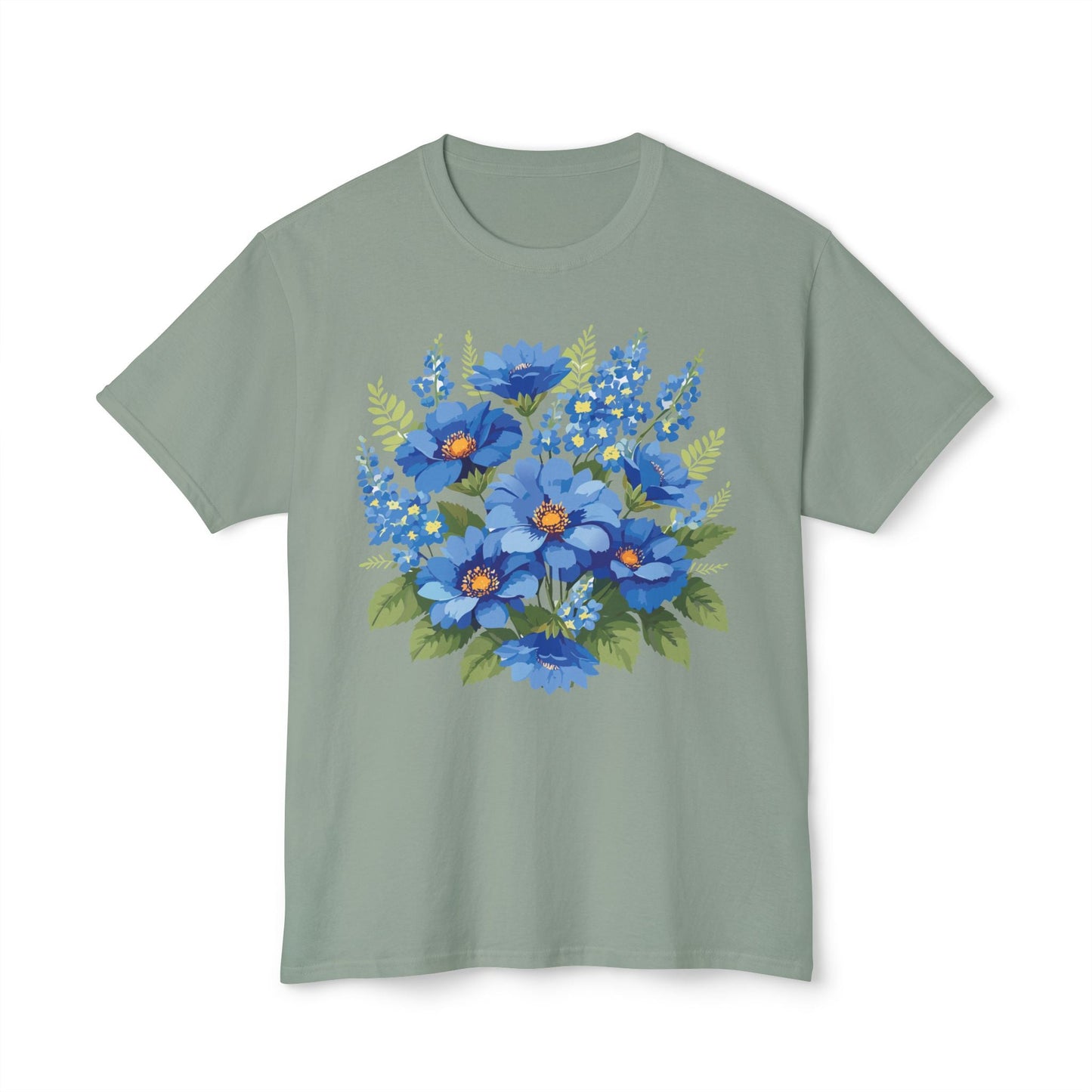 Unisex Floral Art T Shirt Cotton Tee With Vintage Flowers Art Print Breathable USA Made