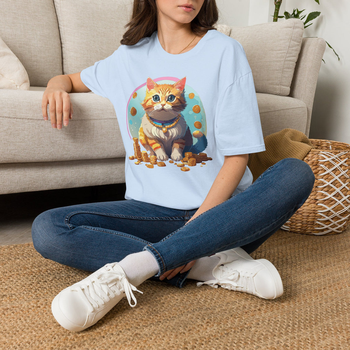 Lucky Cat Illustration T-Shirt | "I'm a lucky cat" design
