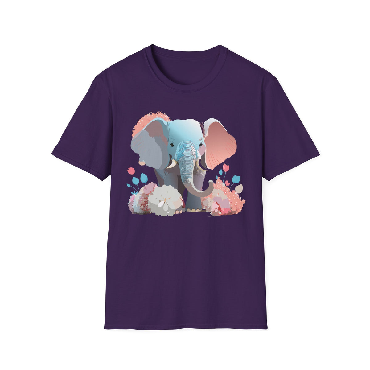 Pastel Elephant Illustration T-Shirt | Cute Watercolor Elephant Tee