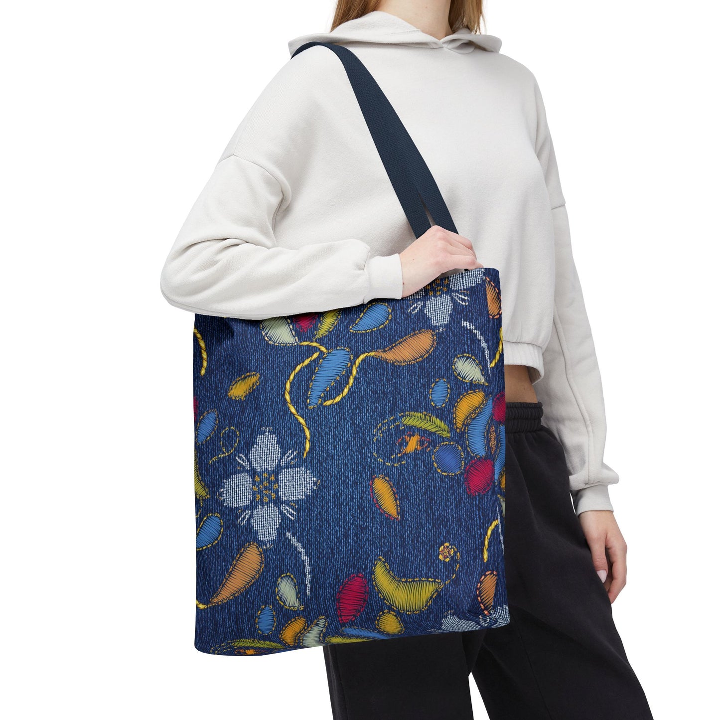 Denim Fabric Imitation Print Unisex Canvas Bag Poly Spun 3 Sizes Tote Bag 155