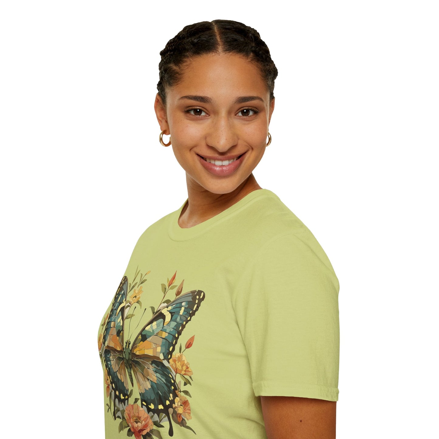 Butterfly Print T Shirt Unisex Monarch Shirt Gildan Softstyle 64000 Ring Spun Cotton