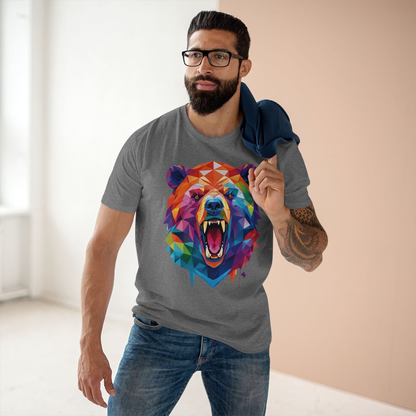 Bear Graphic Unisex 100 Cotton Staple Tee with Animal Design Artwork 15